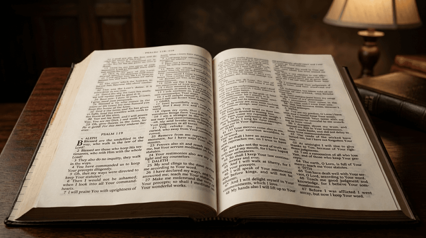 Open Bible at Psalm 119